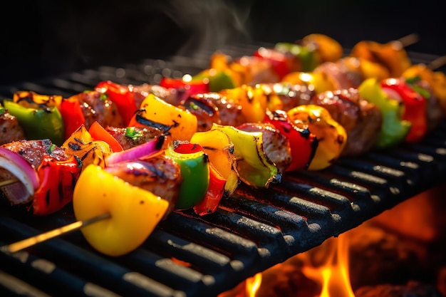 Colorful BBQ abobs with Fresh Bell Peppers