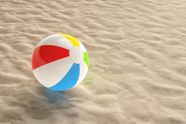Foto pallone da spiaggia colorato sulla spiaggia