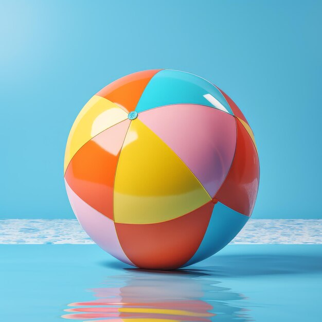 Colorful beach ball on blue background