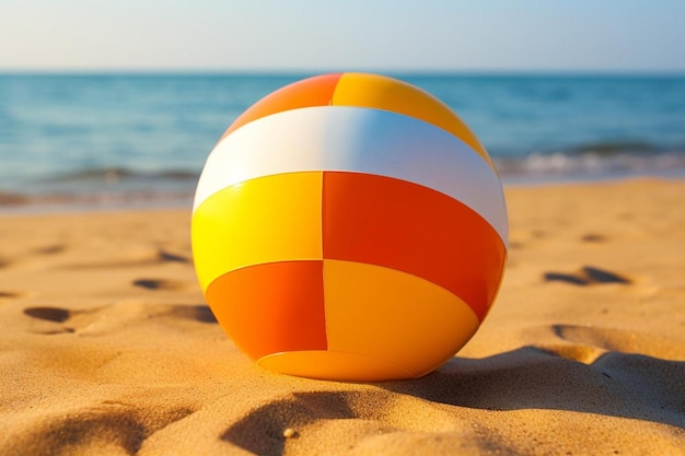 a colorful beach ball on the sand