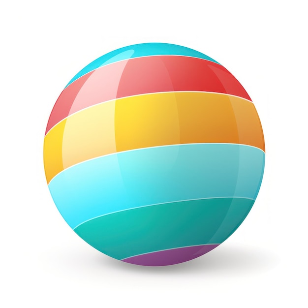 Colorful Beach Ball on White Background AI Generated