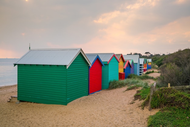 Colorful Beach House at Brighton Beach in Melbourne Australia