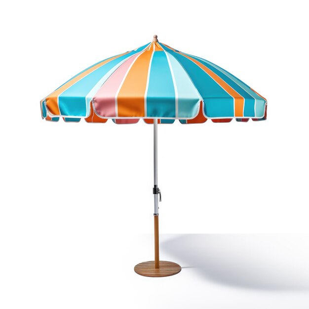 A colorful beach umbrella on white background