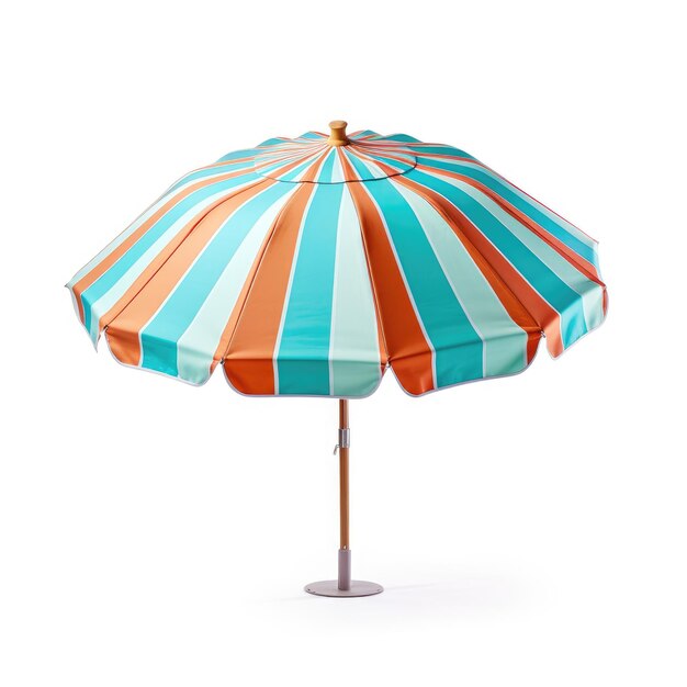 Photo a colorful beach umbrella on white background