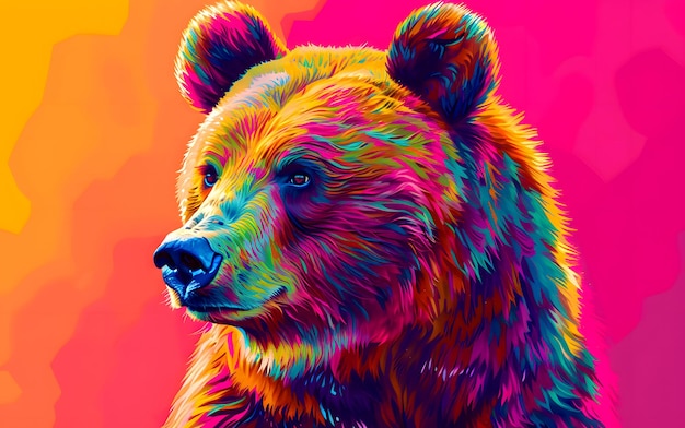 Photo a colorful bear is shown on a bright background