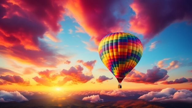 Photo a colorful beautiful balloon in the skyaigenerative ai