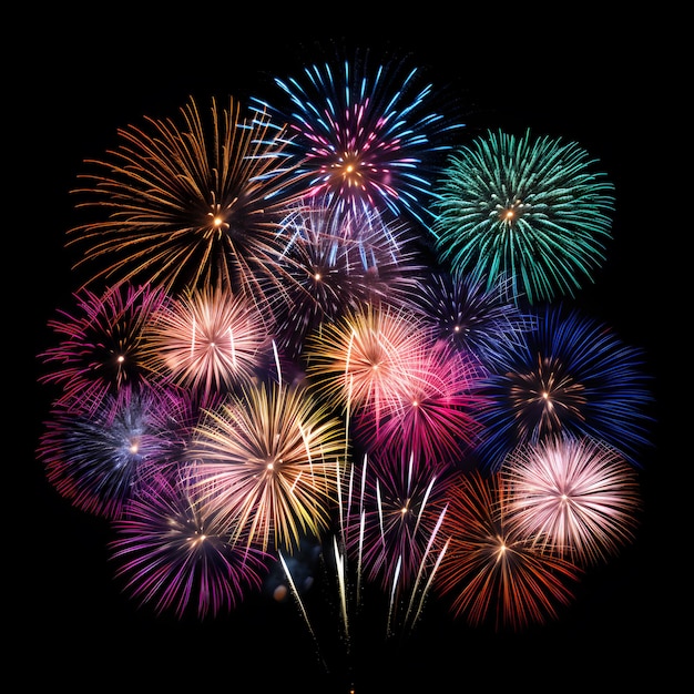 Photo colorful and beautiful fireworks