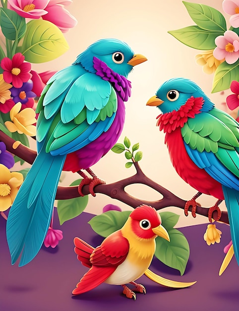 Colorful Beautiful illustration of the bird