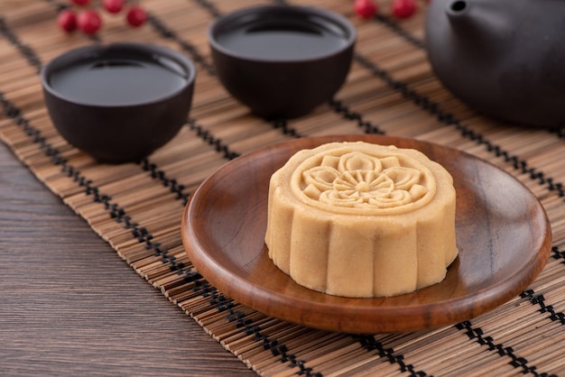 Colorful beautiful moon cake mung bean cake Champion Scholar Pastry cake for MidAutumn festival traditional gourmet dessert snack close up