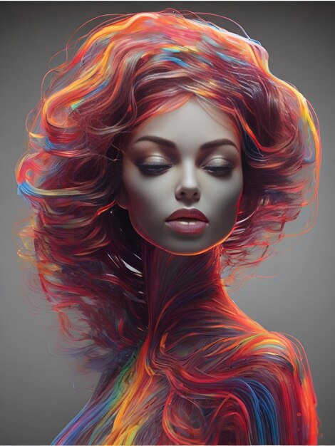 Colorful beautiful woman digital art