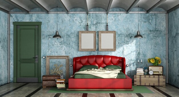 Colorful bedroom in retro style