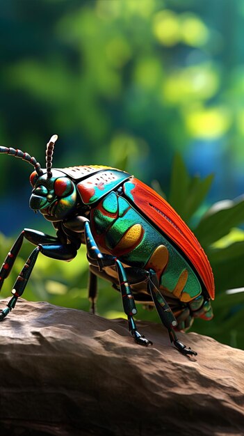 Photo a colorful beetle with the word  t  on it