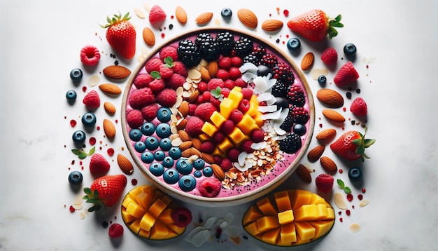 Colorful Berry Almond Smoothie Bowl