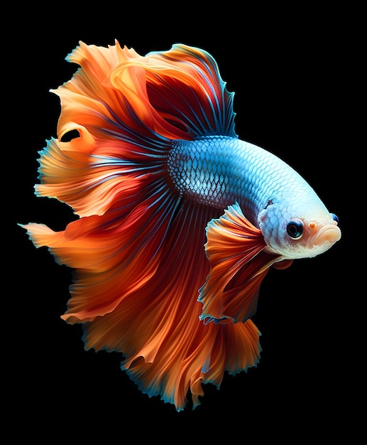Colorful betta fish on black background siameses fighting fish or koi