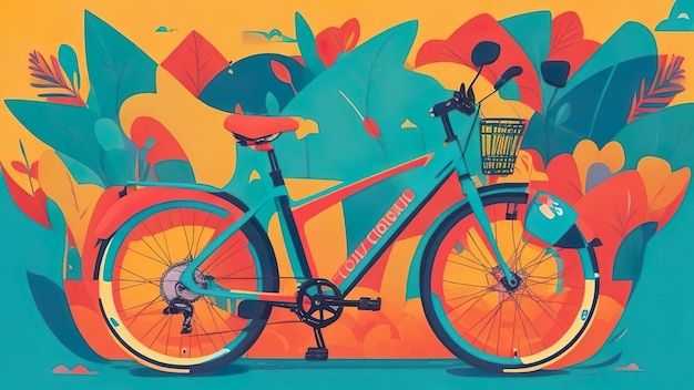 Красочный велосипед со словом "велосипед" на нем