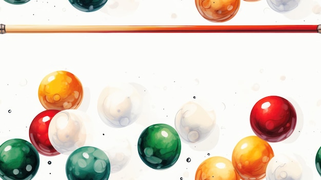 Colorful Billiard Balls and Cues Seamless Pattern AI Generated