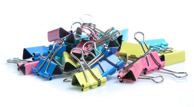 Photo colorful binder clip isolated on white background