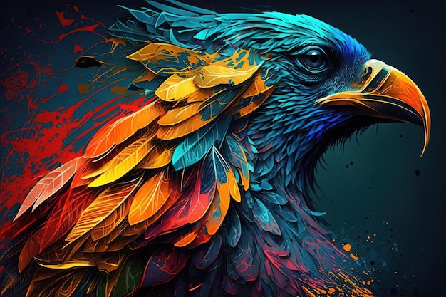 Colorful bird digital art illustration