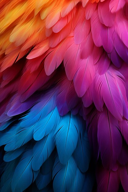 Photo a colorful bird feathers background