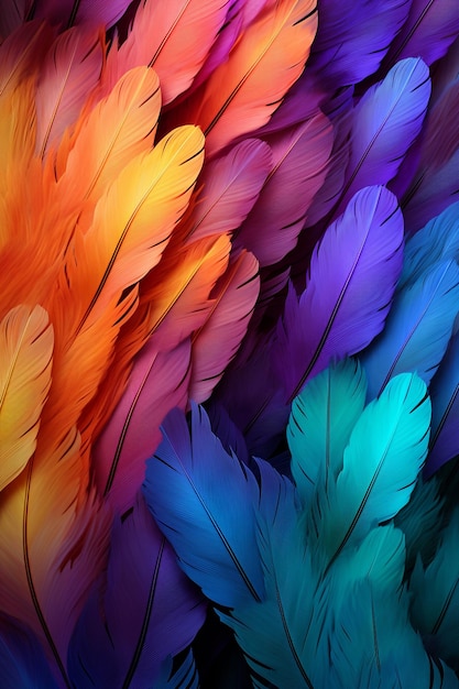 Photo a colorful bird feathers background