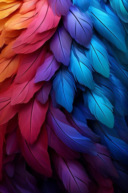 Photo a colorful bird feathers background