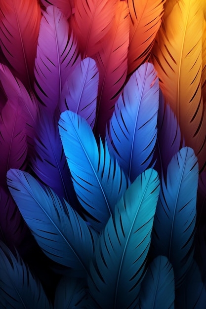 Photo a colorful bird feathers background