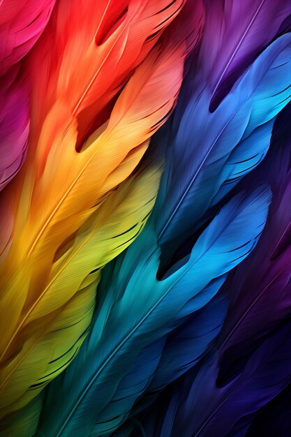 Foto sfondio di piume d'uccello colorate