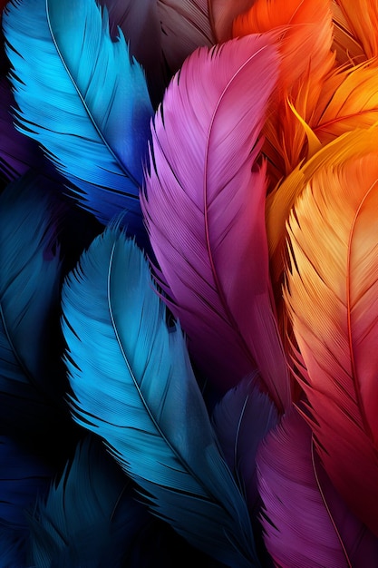 Photo a colorful bird feathers background