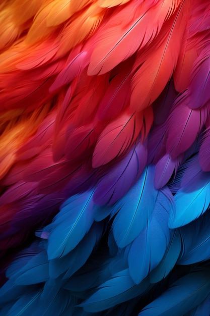Photo a colorful bird feathers background