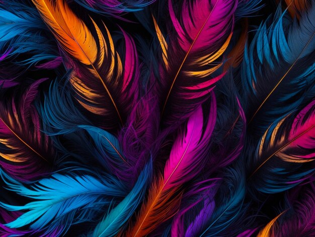 Colorful bird feathers flock background