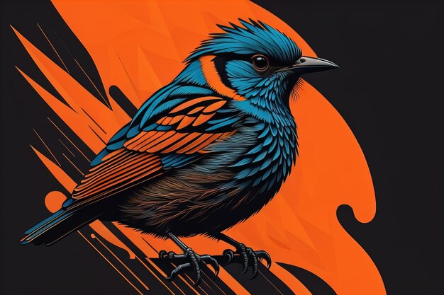 Colorful bird in grunge style Vector illustration ai generative