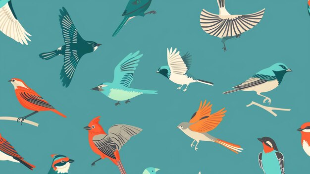 Photo colorful bird illustration on a teal background