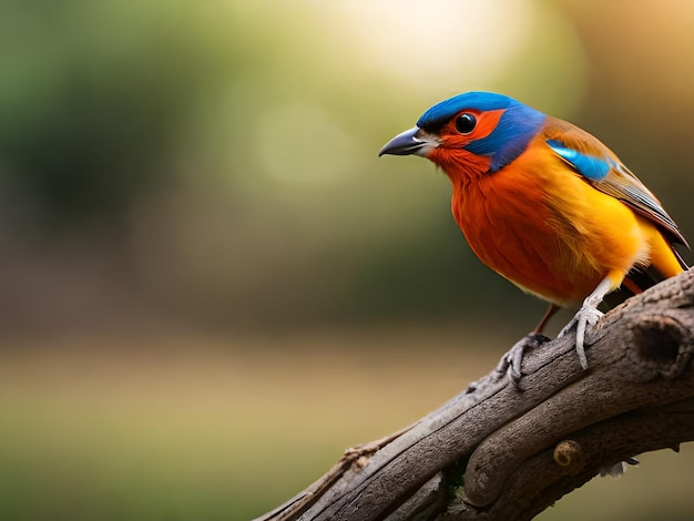 カラフルな鳥が枝に止まっています。