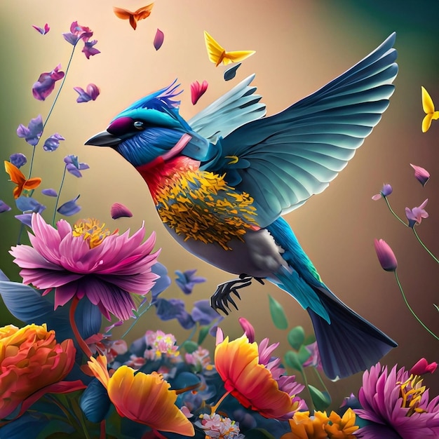 Colorful bird in nature
