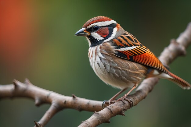 Colorful bird perched on a branch with blurred background closeup ai generative