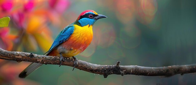 Colorful Bird Perched on Tree Branch