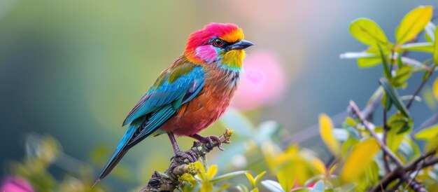 Colorful Bird Perched on Tree Branch