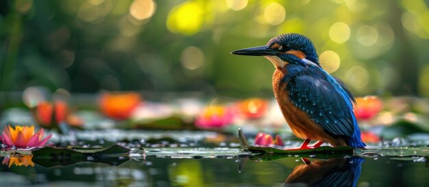 Colorful Bird Perched on Water