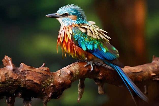 Colorful Bird on Perching Branch in Natural Wildlife Habitat