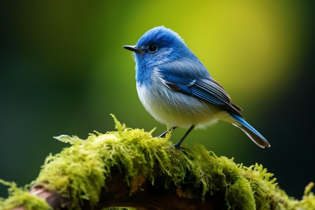 Colorful bird perching on a tree branch in the rainforest