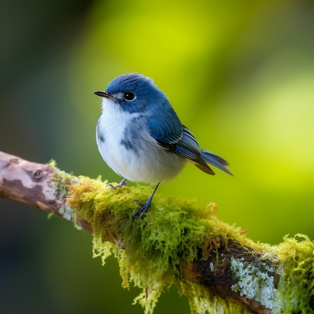 Photo colorful bird perching on a tree branch in the rainforest