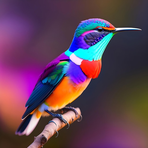 a colorful bird sits on a branch in the forest ai generated