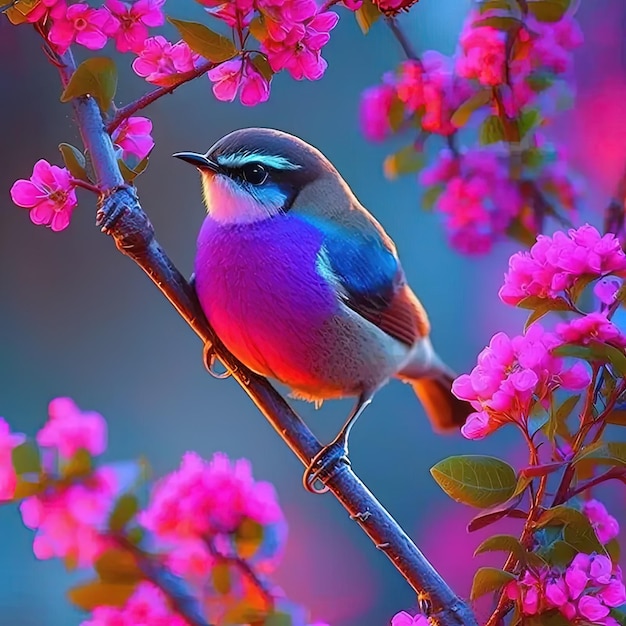 A colorful bird sitting on a branch of a tree