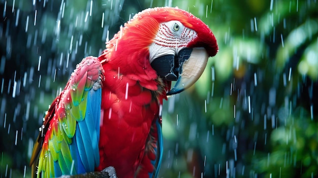 雨 の 中 に 立っ て いる 色々 な 鳥