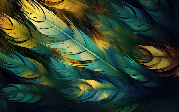 A colorful bird wallpaper with a blue and yellow feathers.