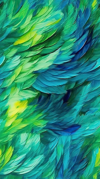 緑の鳥の背景にカラフルな鳥の壁紙。