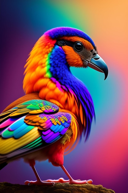 A colorful bird with a black background