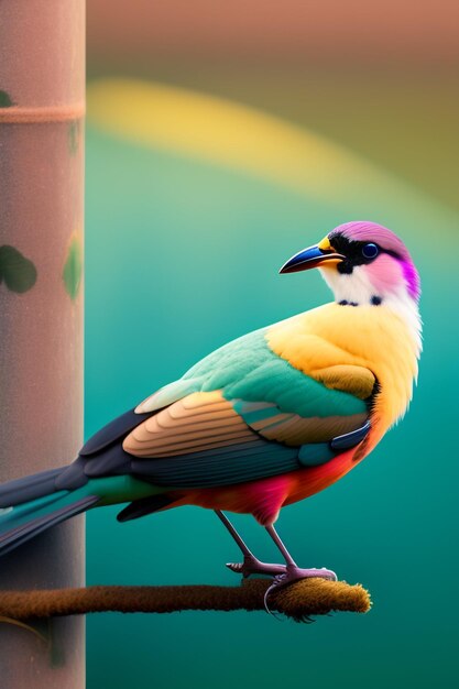 A colorful bird with a black beak