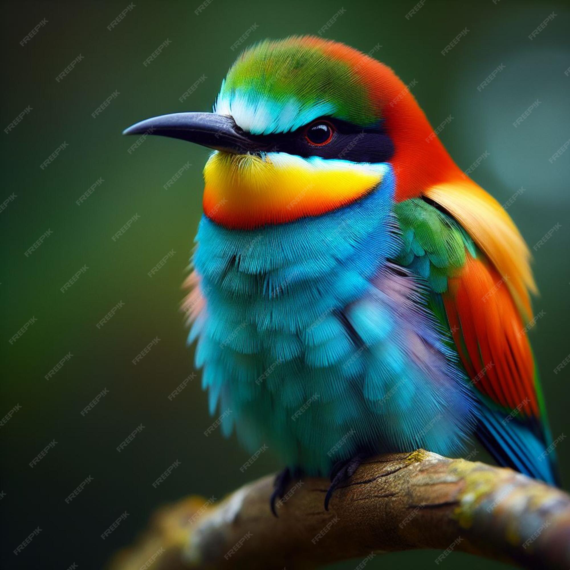 Premium Photo | A colorful bird with a blue and orange beak