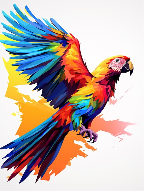 A colorful bird with a colorful background that says parrots